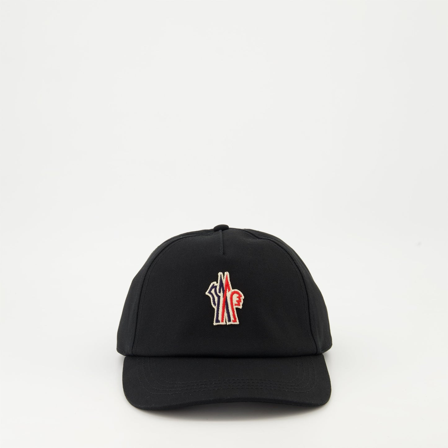 luxury cap, black gabardine cap, Moncler Grenoble cap, designer accessory, premium cotton cap