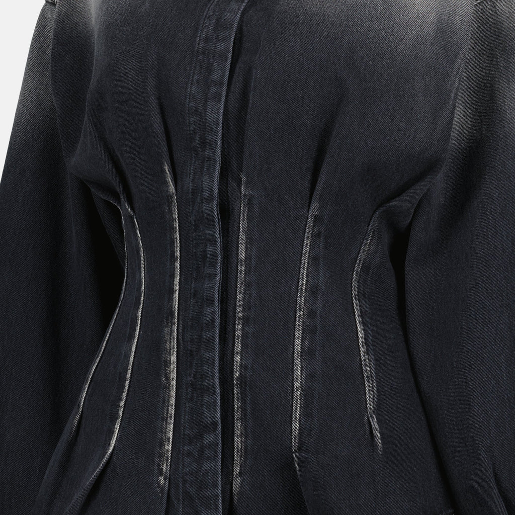 Moschino denim shirt, black shirt for women, tailored denim shirt, cotton denim clothing, stylish women's shirts