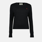Image du pull noir Ami de Coeur par Ami PARIS pour femmes - Saison Automne-Hiver 2025 - Vue de face