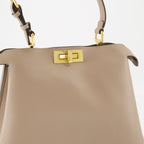 Fendi Peekaboo bag, medium beige handbag, calf leather bag, elegant accessories, designer handbag
