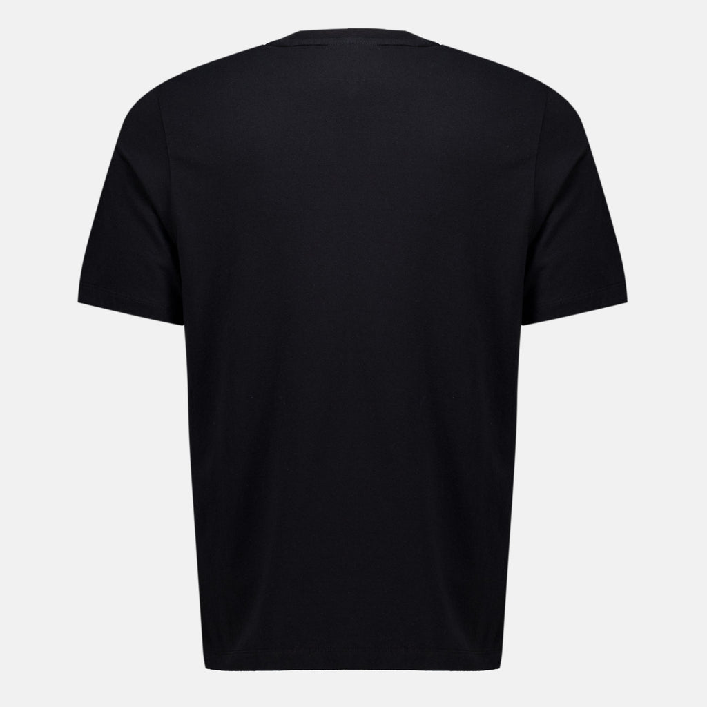 T-shirt nera in cotone con volpe ricamata