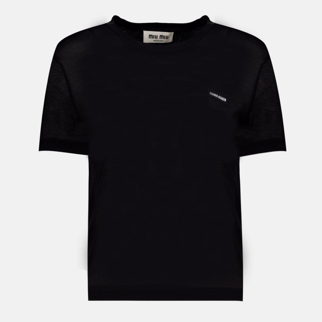 Black Ribbed Jersey T-Shirt