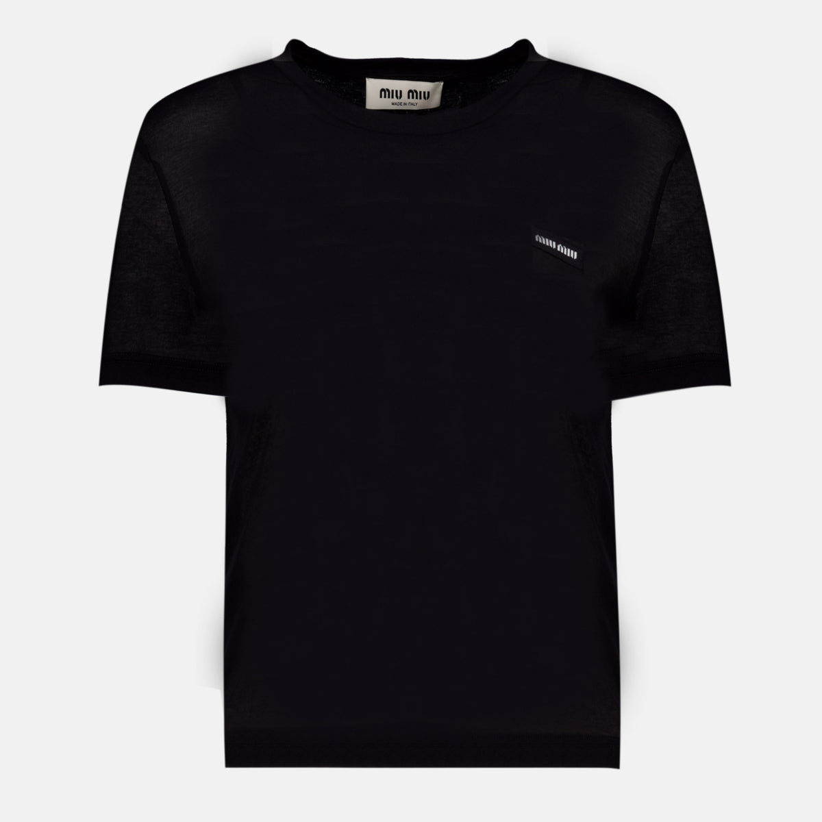 Black Ribbed Jersey T-Shirt