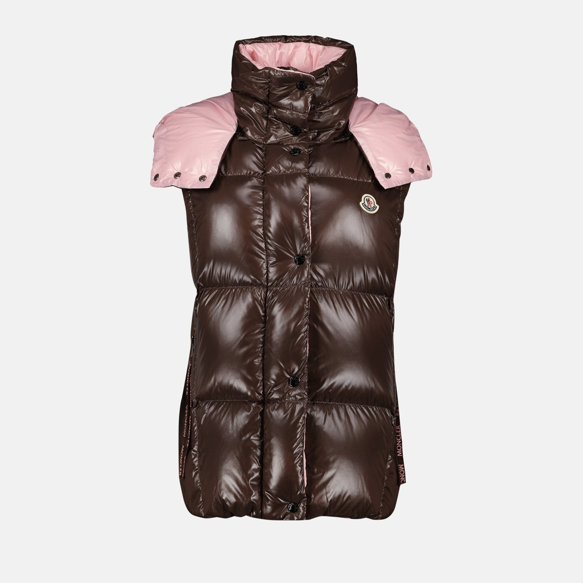 Luzule jacket, bicolor design, sleeveless jacket, glossy nylon jacket, autumn winter fashion