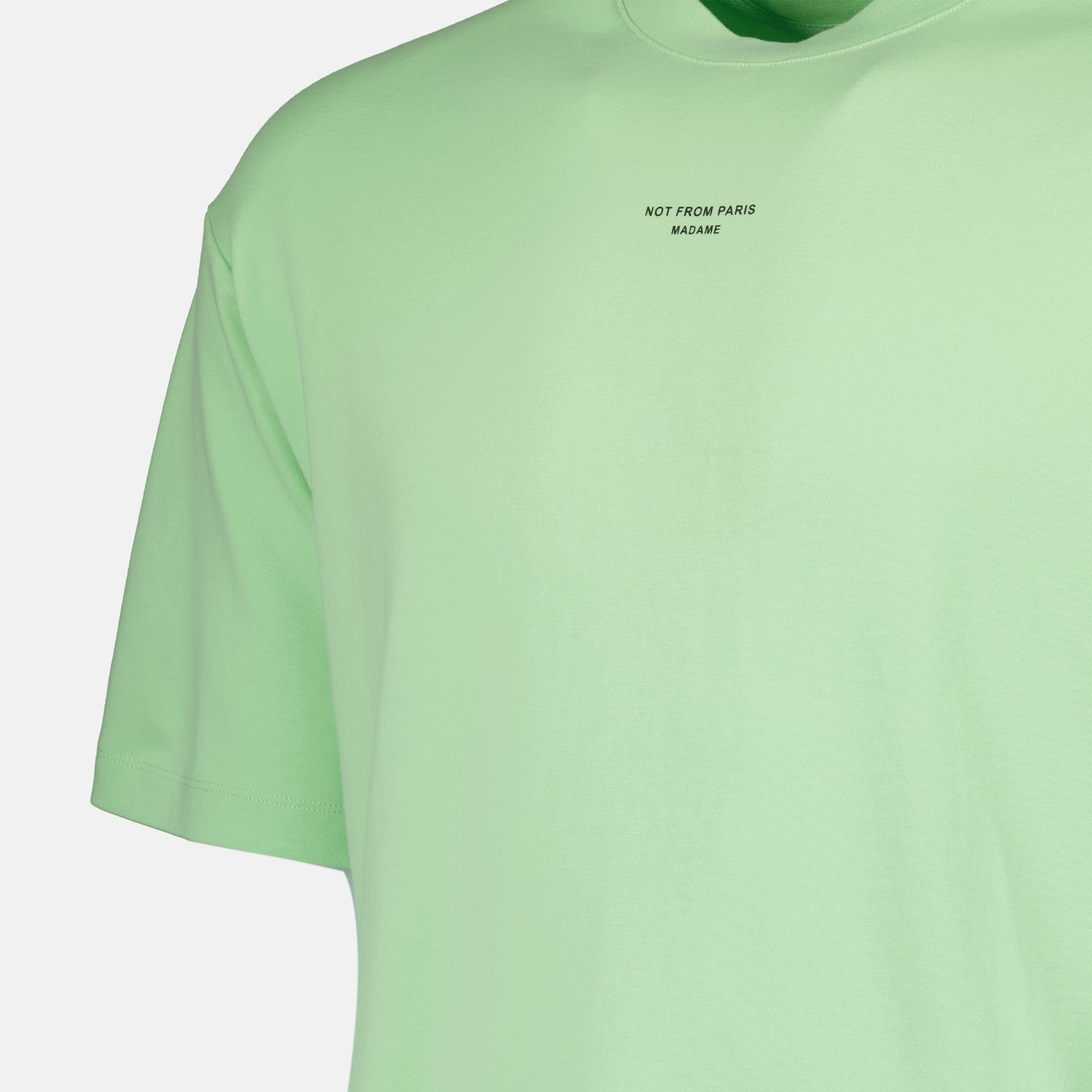 classic T-shirt, Drôle De Monsieur, jersey cotton T-shirt, light green T-shirt, embroidered logo tee