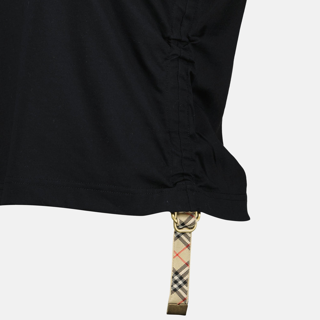 Burberry T-shirt, black cotton T-shirt, embroidered logo shirt, Festival T-shirt, casual wear