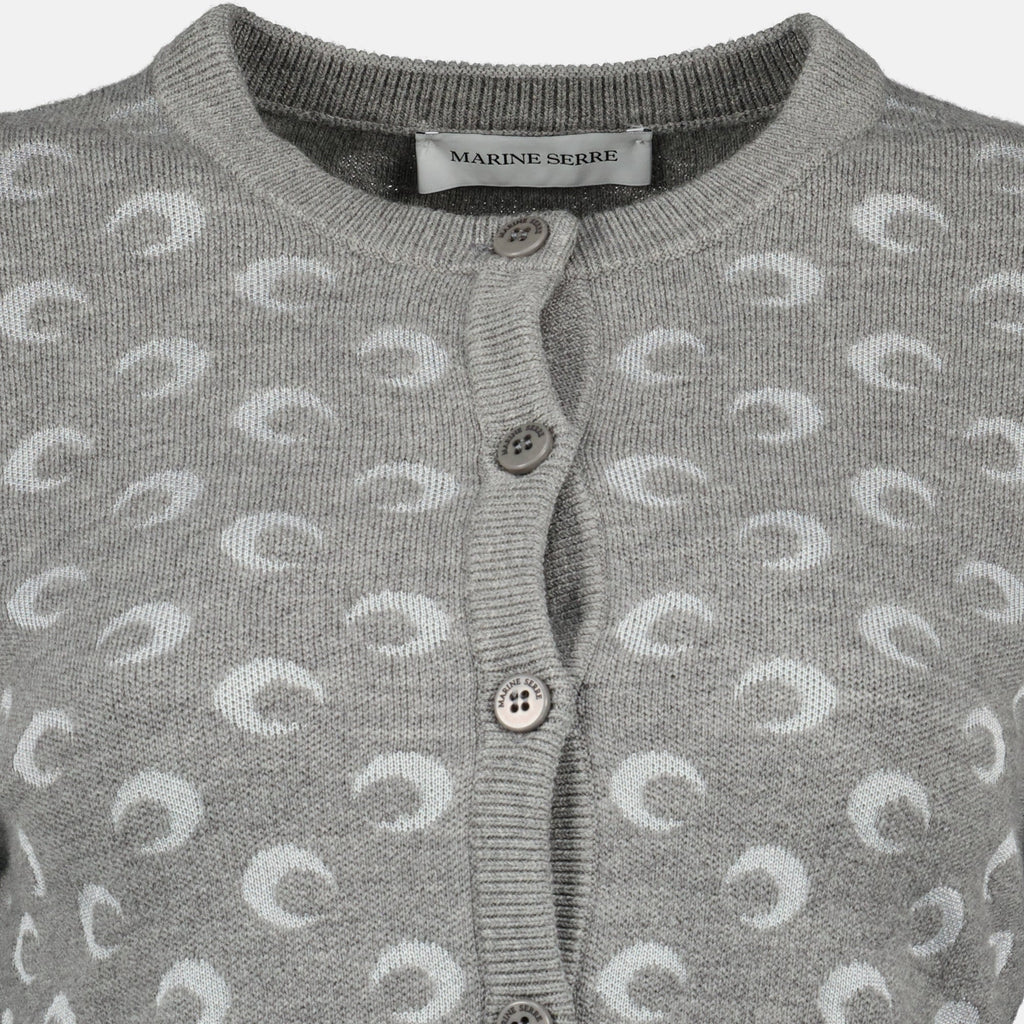 Moon cardigan, Marine Serre cardigan, autumn winter fashion, wool cardigan, timeless knitwear