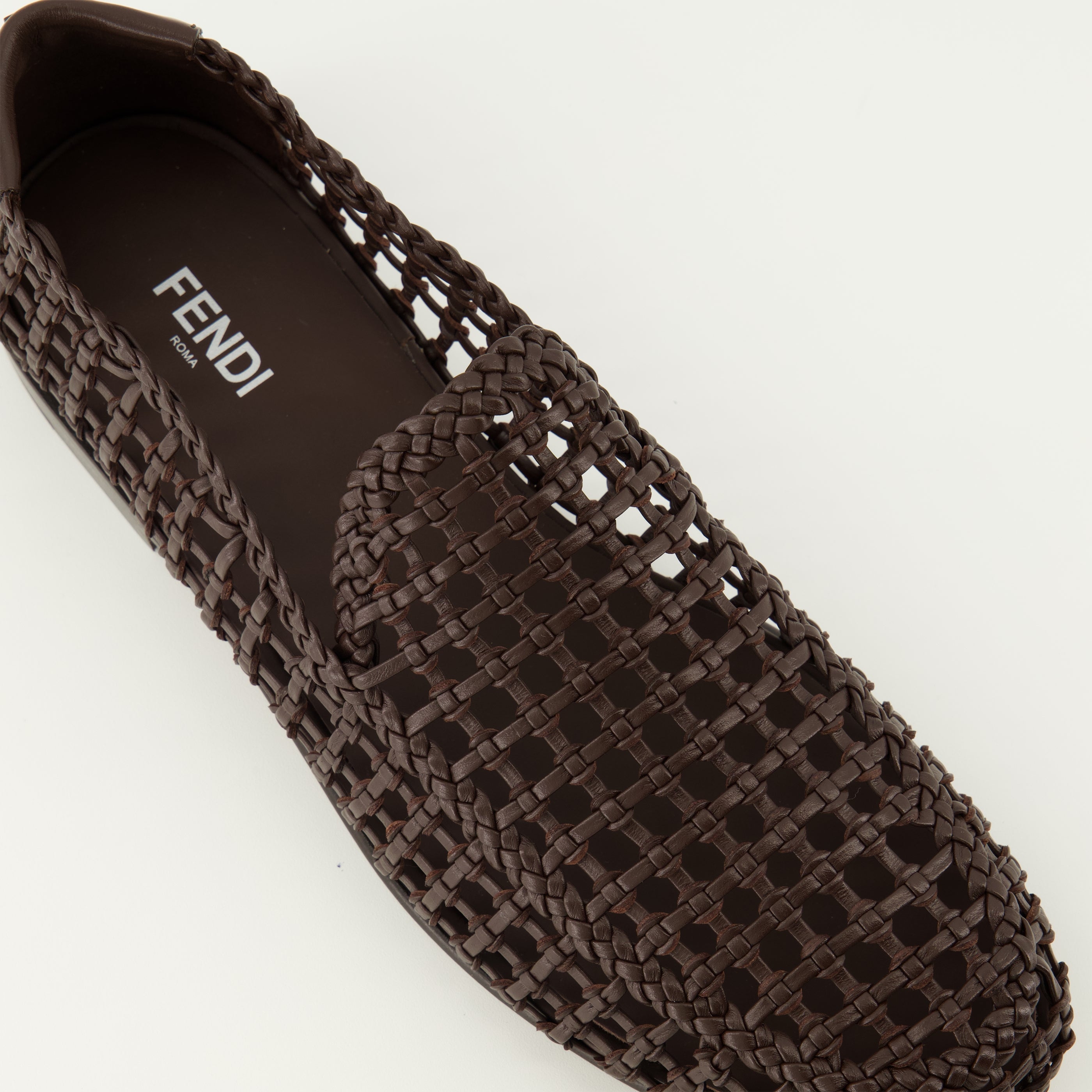 Mocassins en cuir tressés marron