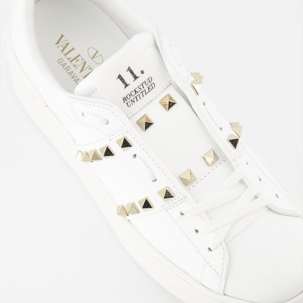 platform sneakers, Valentino Garavani, Rockstud sneakers, white sneakers, calfskin leather