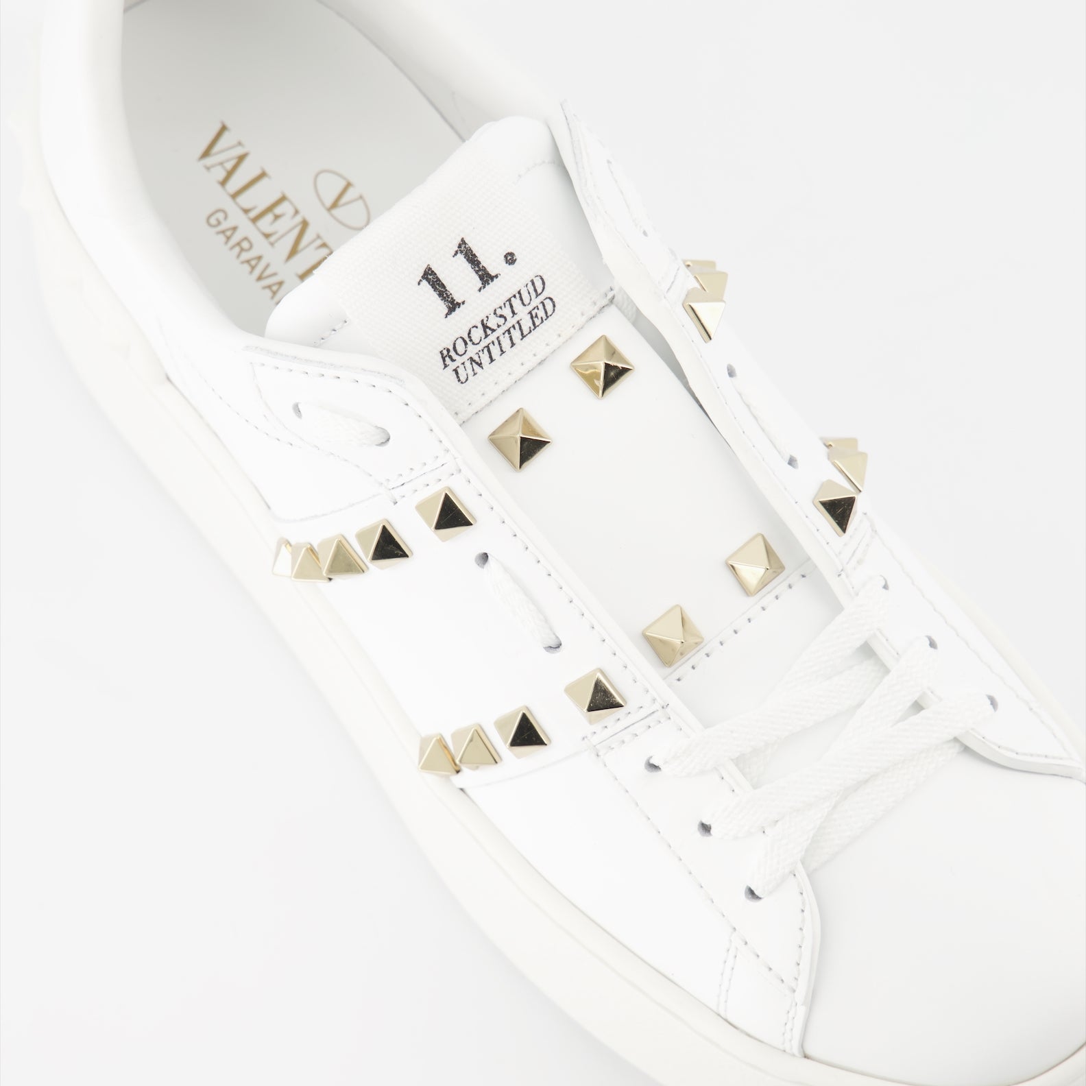platform sneakers, Valentino Garavani, Rockstud sneakers, white sneakers, calfskin leather