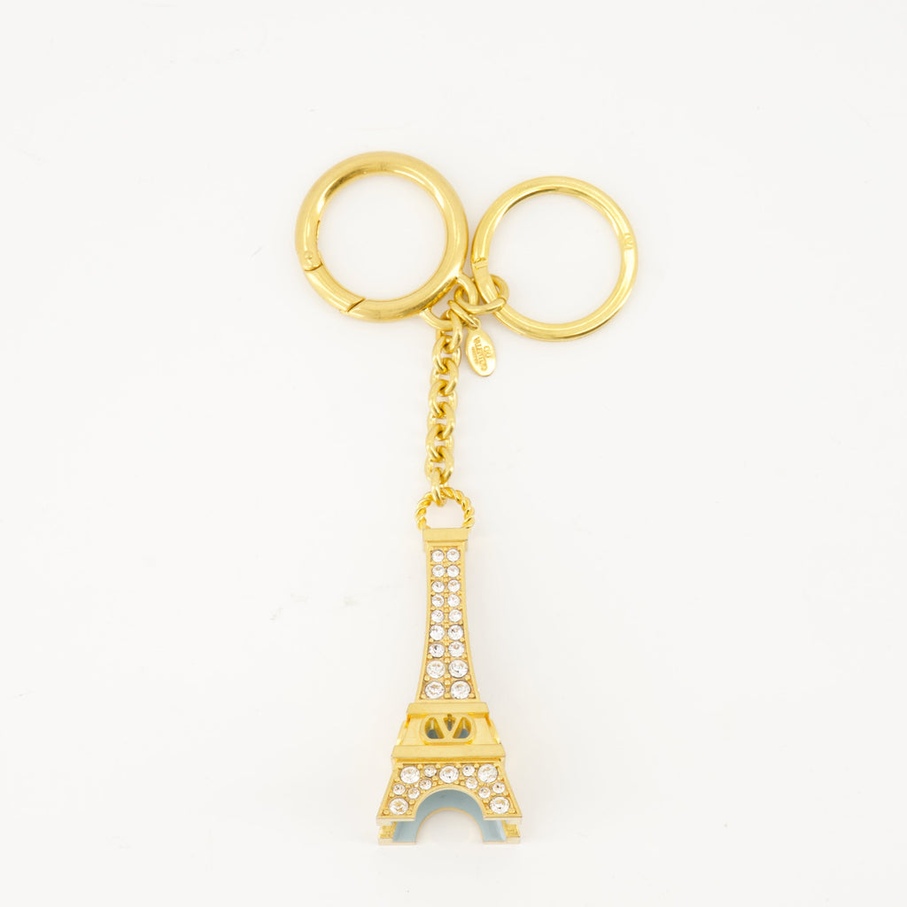 Eiffel Tower keychain, Valentino accessories, Swarovski crystal keychain, metal keychain, luxury keychain