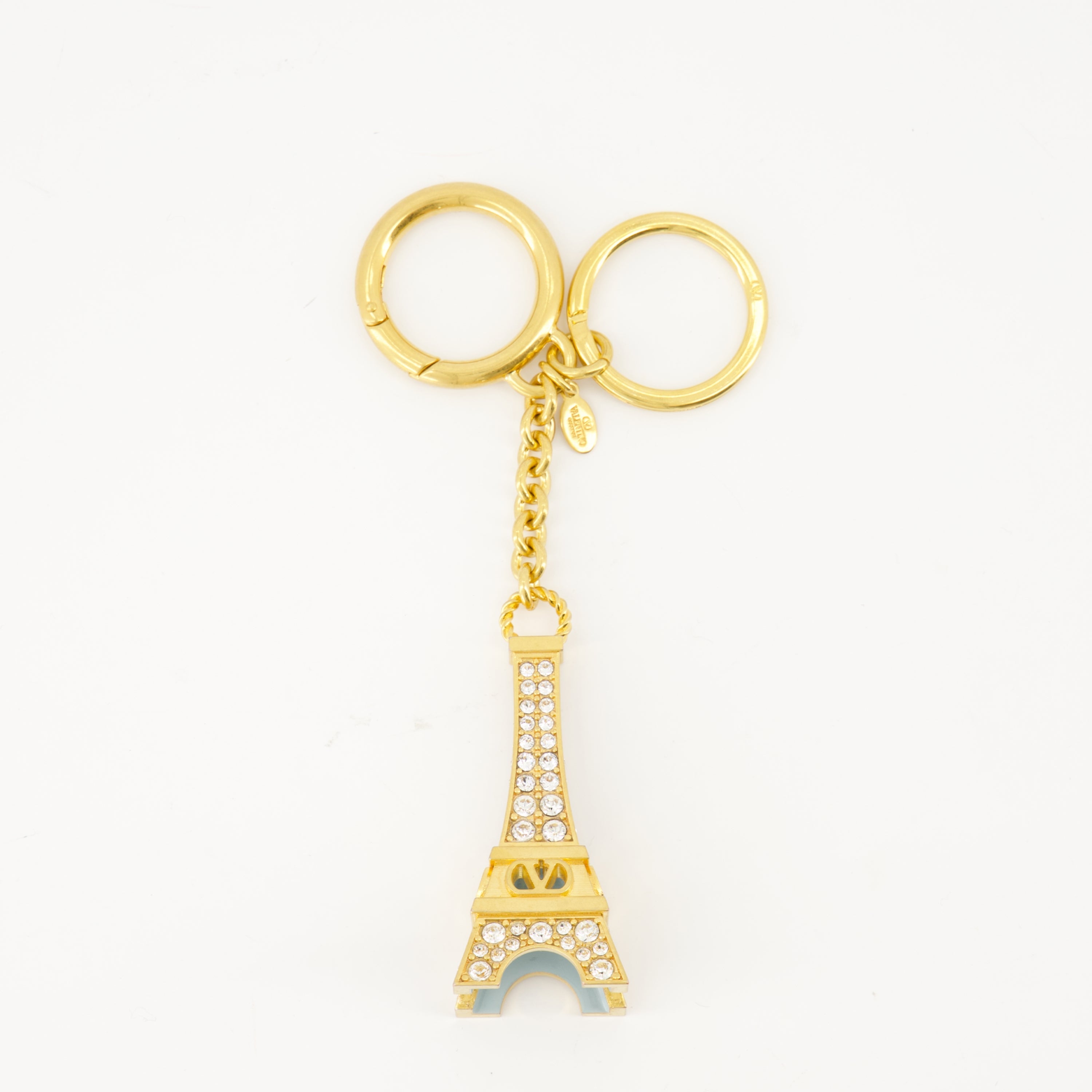 Eiffel Tower keychain, Valentino accessories, Swarovski crystal keychain, metal keychain, luxury keychain