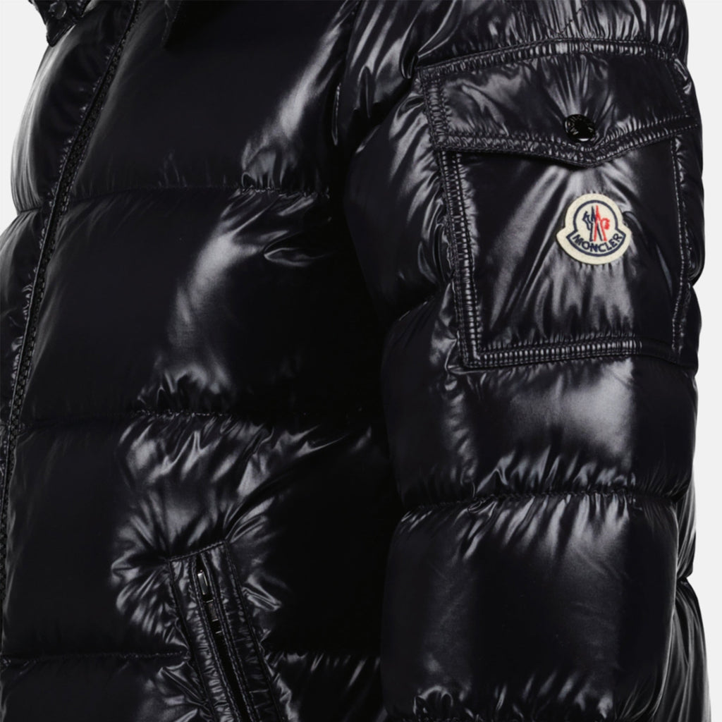 Image of Maya Black Down Jacket by Moncler for Men - Season Autumn-Winter 2025 - Detail View 5