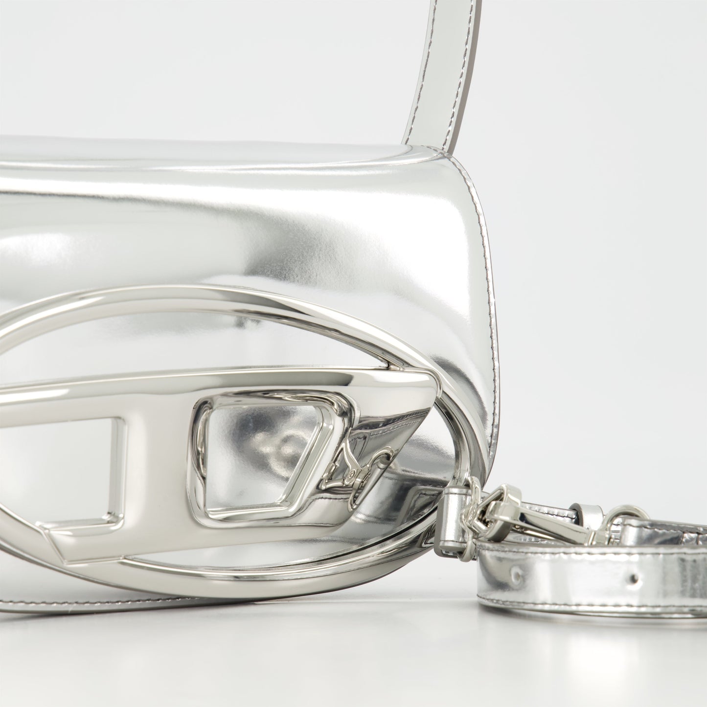 Silver Bag, Mirror Effect, Diesel 1DR, Luxury Accessories, Adjustable Strap Bag