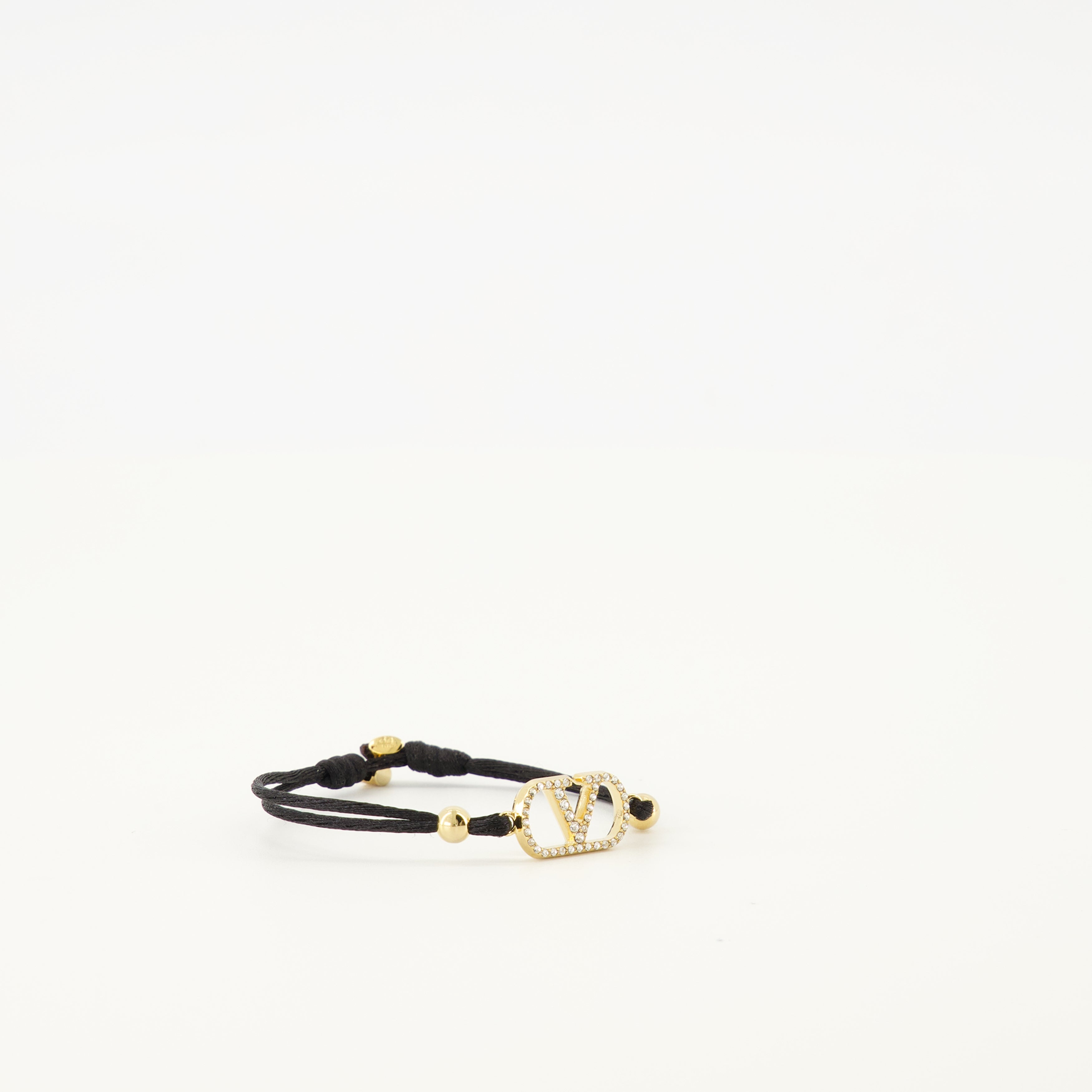 Bracciale Vlogo in Cotone Nero e Swarovski