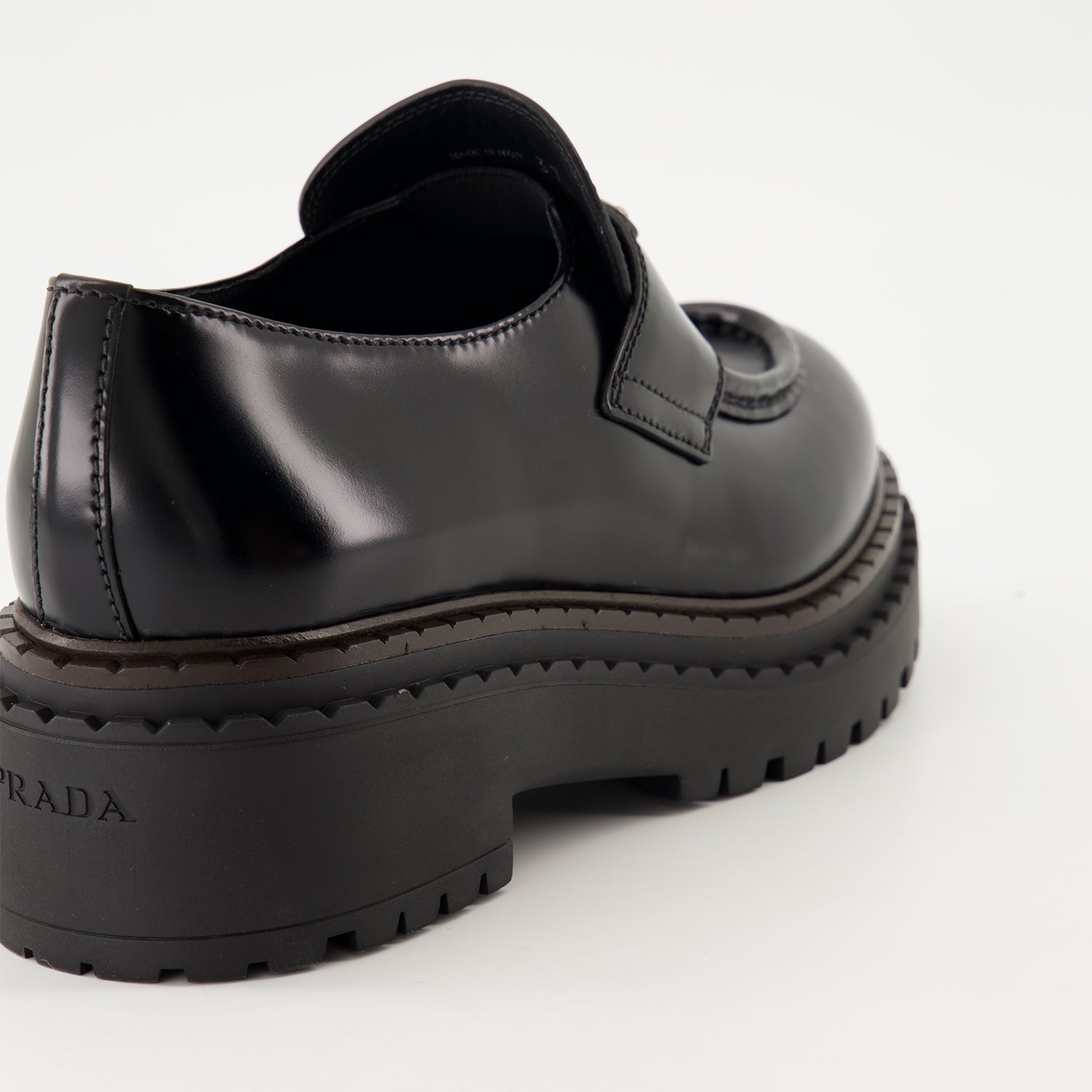   Prada moccasins, black leather shoes, Autumn-Winter 2024, luxury footwear, brushed leather moccasins  