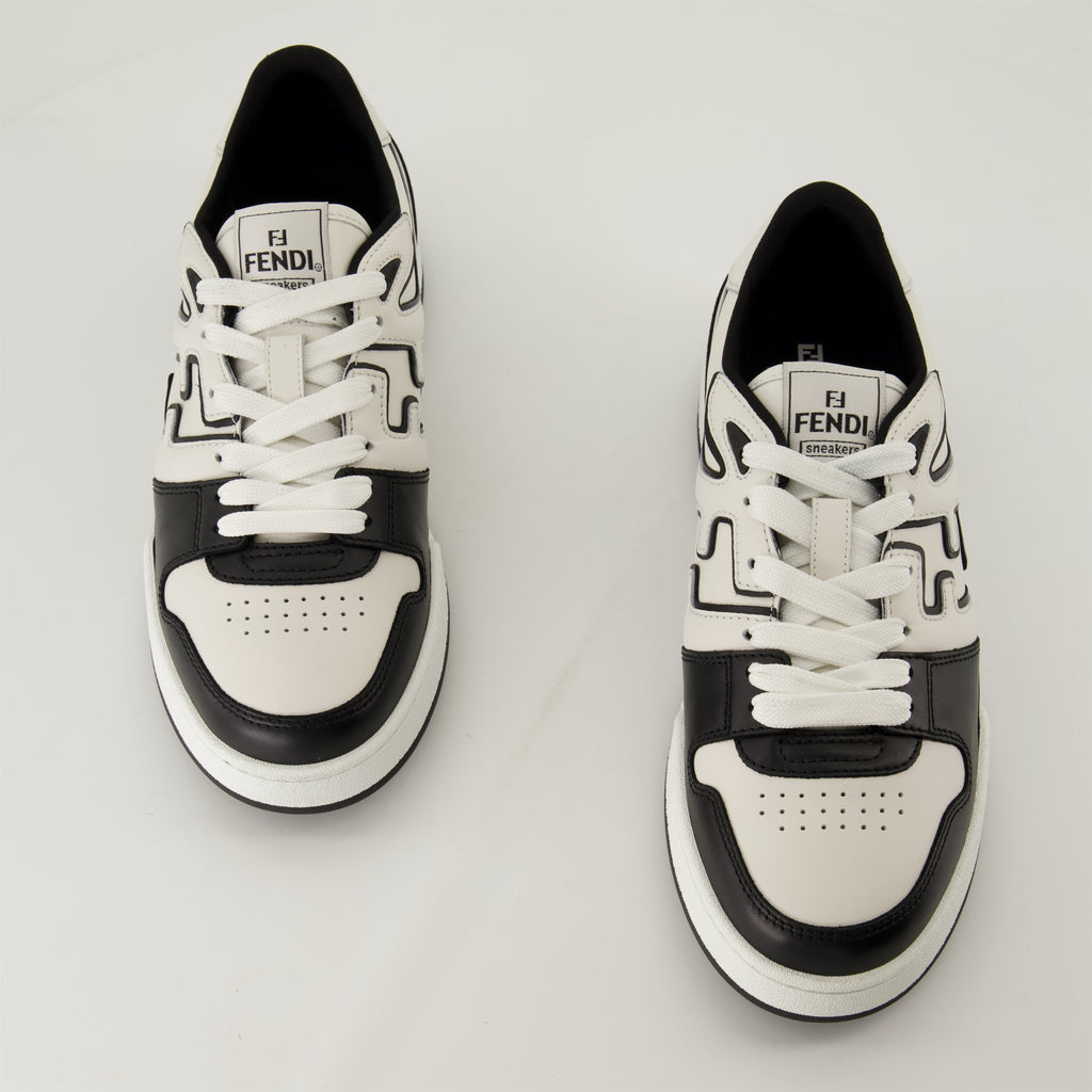 Image of Black and White Logo Sneakers by Fendi for Men - Season Autumn-Winter 2024 - Top View Pair