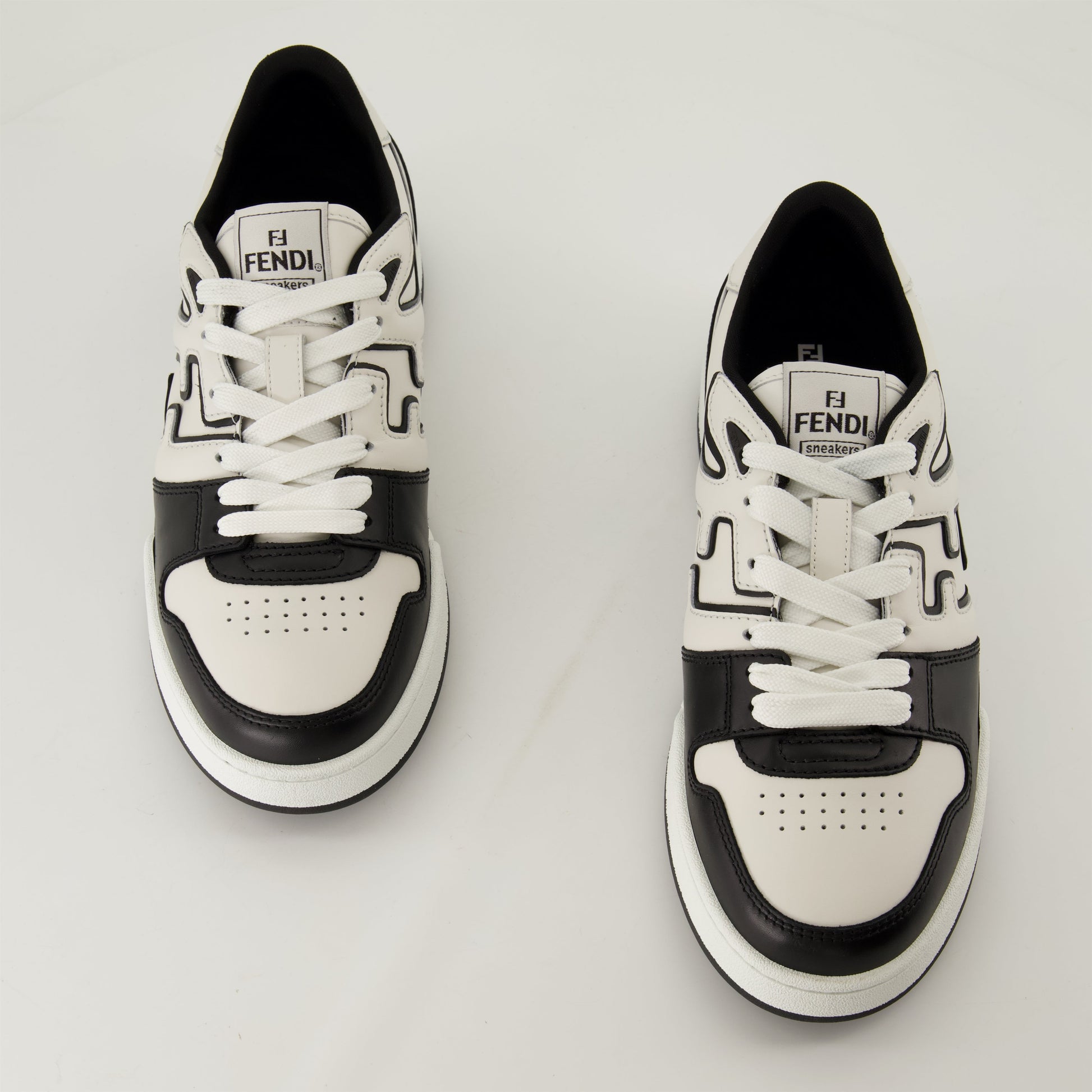 Fendi Match sneakers, bicolor sneakers, leather footwear, logo embossing, rubber sole shoes