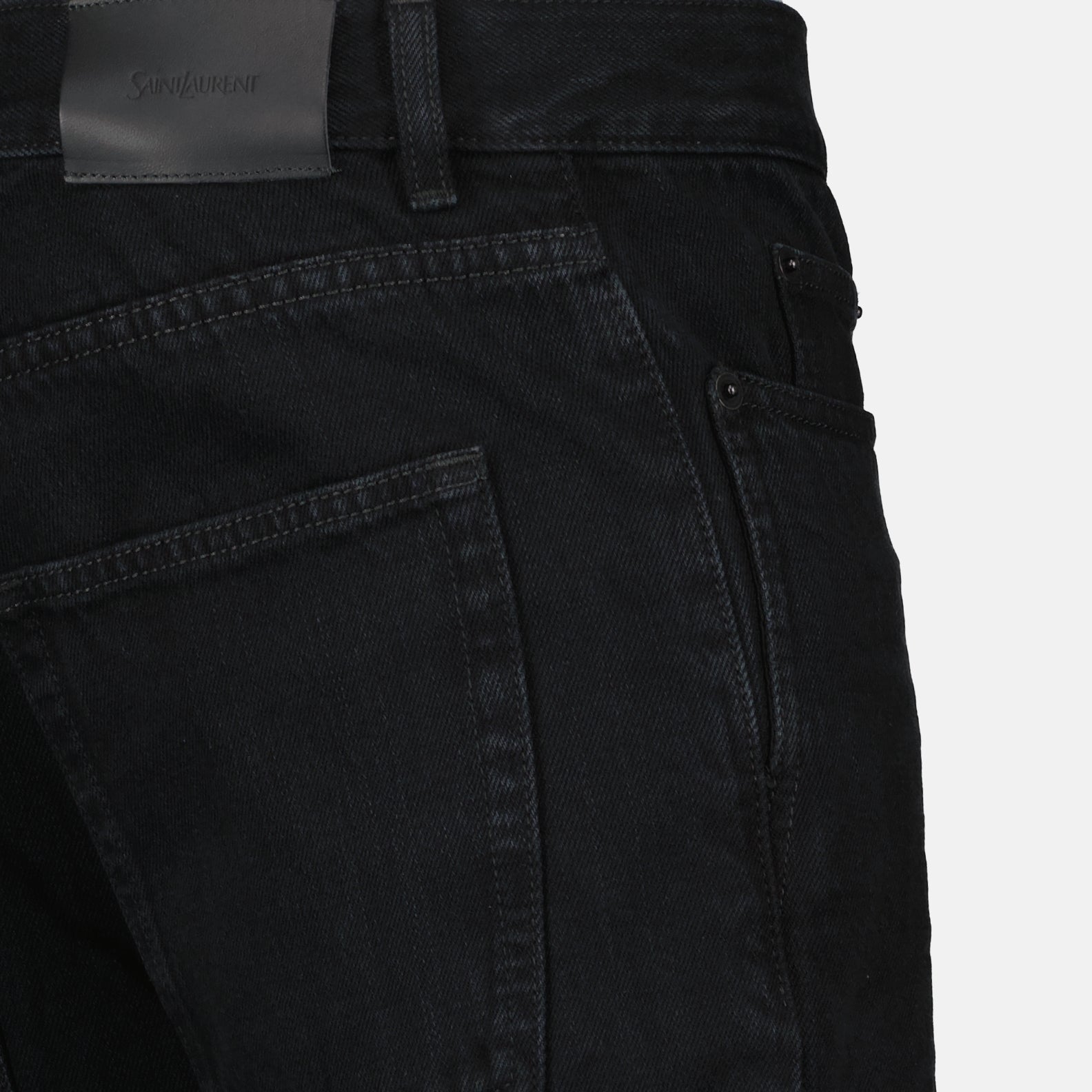 Image of Black Slim Denim Jeans by Saint Laurent for Men - Season Autumn-Winter 2024 - Detail View 5