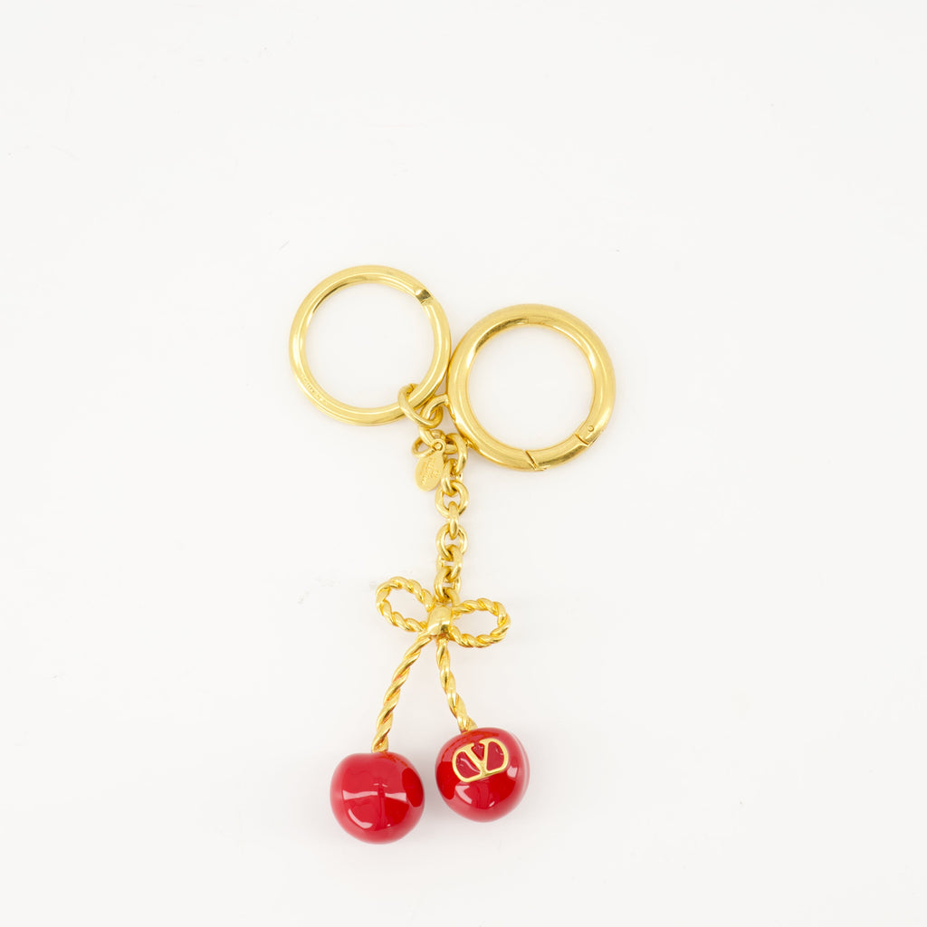 Valentino Garavani keychain, metal cherry keychain, enamel keychain, luxury accessories, fashion keychain