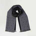 wool scarf, embroidered logo, Dior, fringed edges, men's accessories