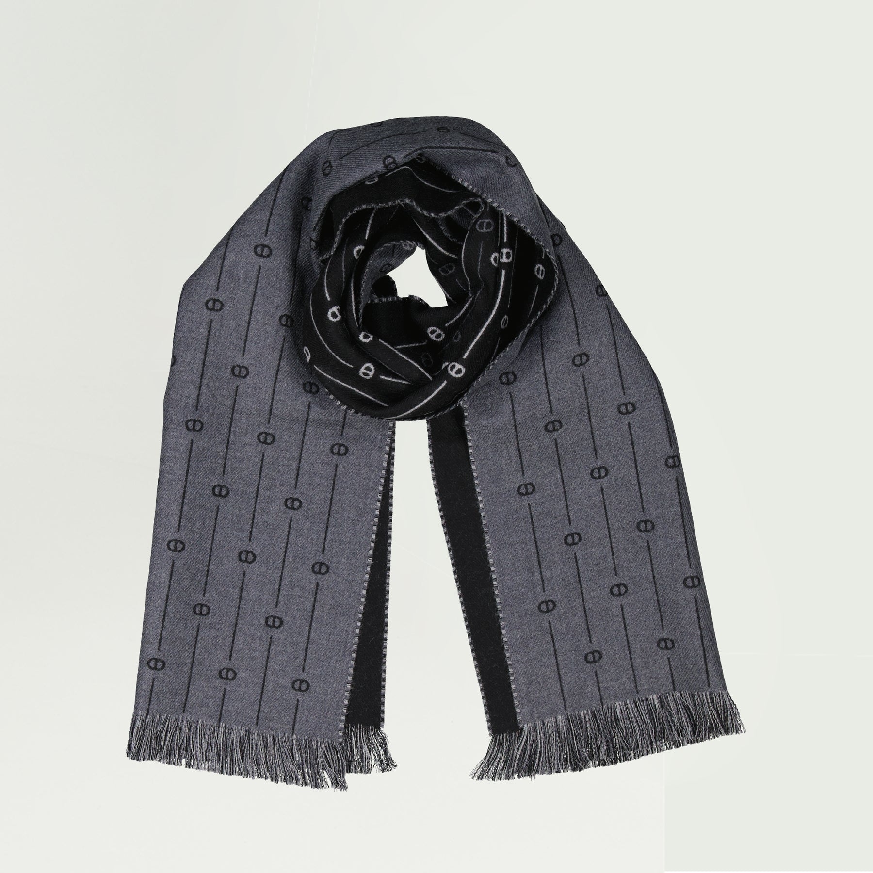 wool scarf, embroidered logo, Dior, fringed edges, men's accessories