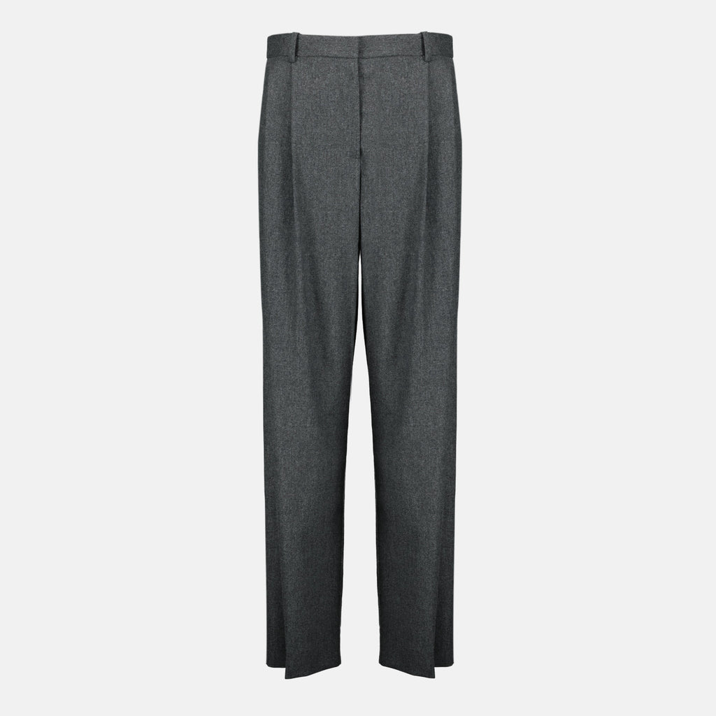 Khaite pants, grey wool pants, wide cut pants, high waist trousers, women's autumn fashion