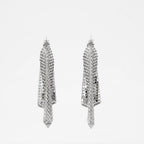 Silver earrings, Rabanne Pixel earrings, Draped design earrings, Metallic mesh jewelry, Spring-Summer 2025 accessories