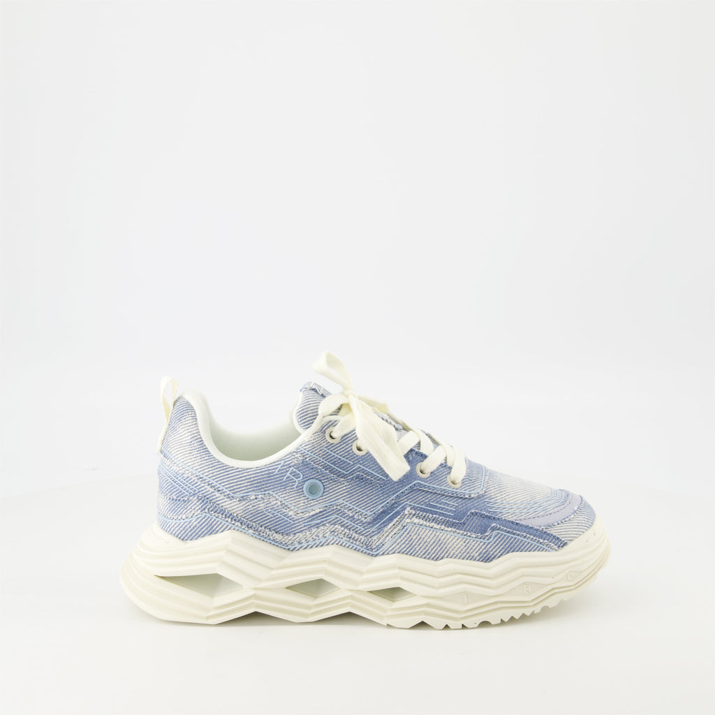denim sneakers, Iro Wave, chunky sole shoes, casual sneakers, blue denim footwear