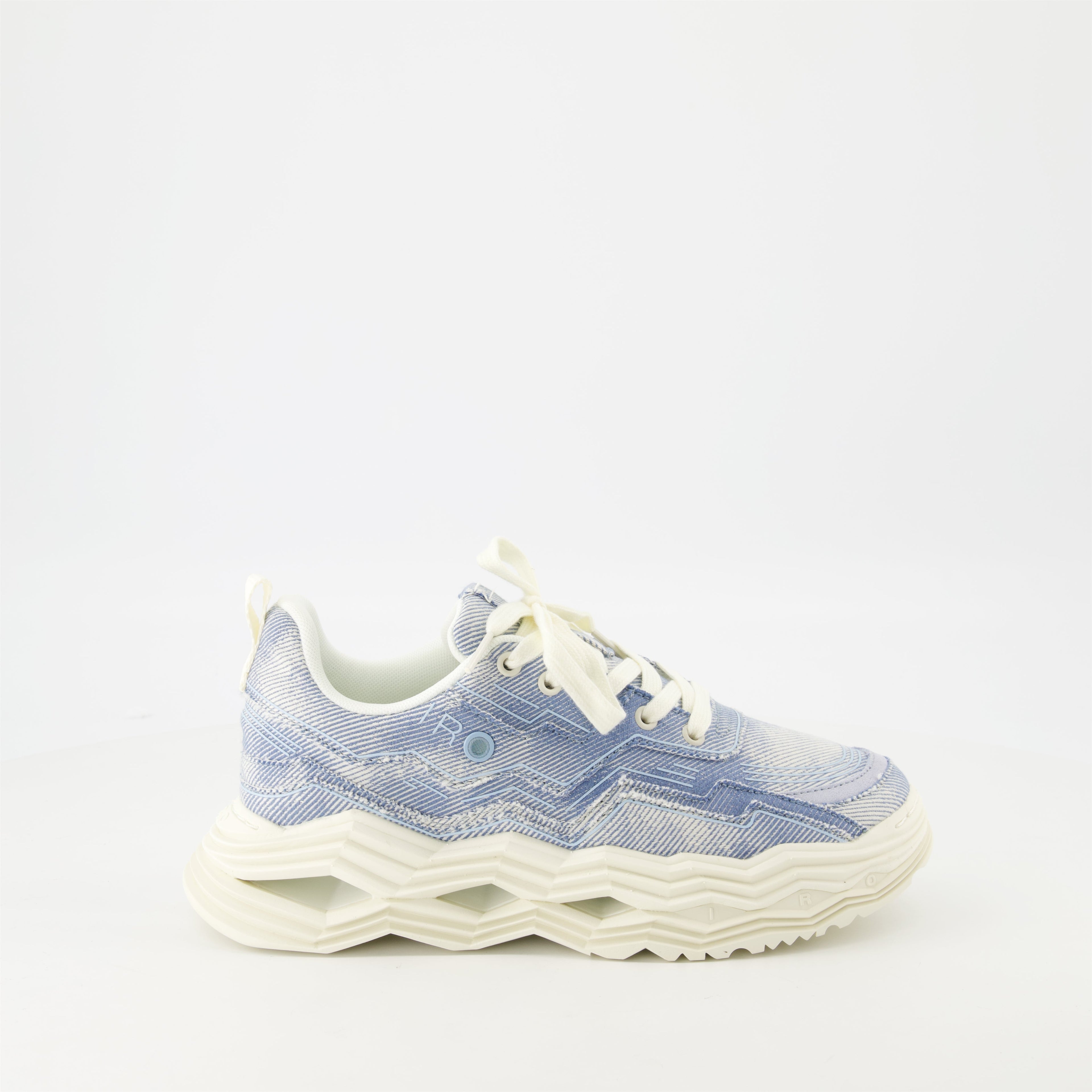 denim sneakers, Iro Wave, chunky sole shoes, casual sneakers, blue denim footwear