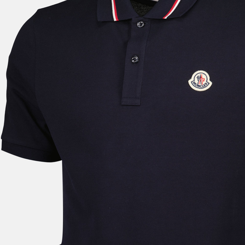 Navy Polo, Moncler Shirt, Cotton Piqué, Logo Polo Shirt, Classic Collar Polo