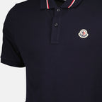 Navy Polo, Moncler Shirt, Cotton Piqué, Logo Polo Shirt, Classic Collar Polo