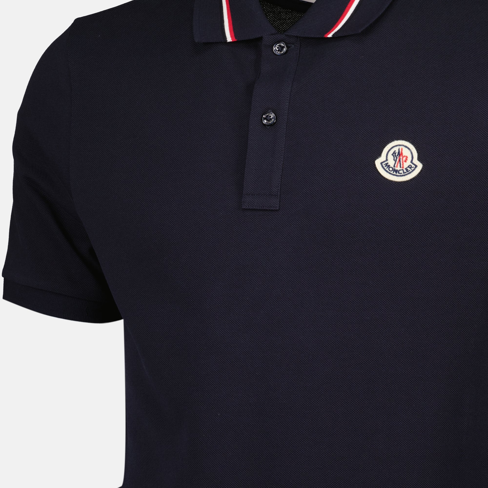 Navy Polo, Moncler Shirt, Cotton Piqué, Logo Polo Shirt, Classic Collar Polo