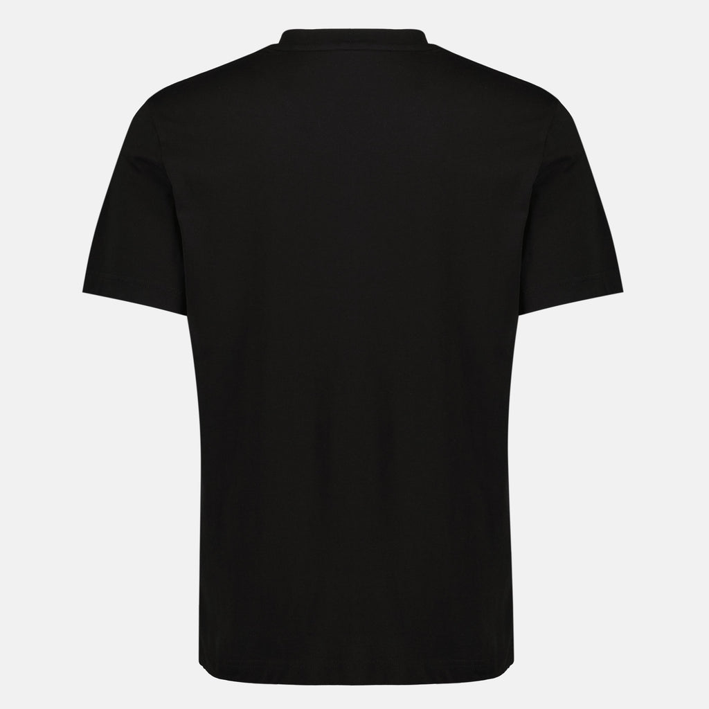 トリカラー ロゴ ブラック コットン Tシャツ