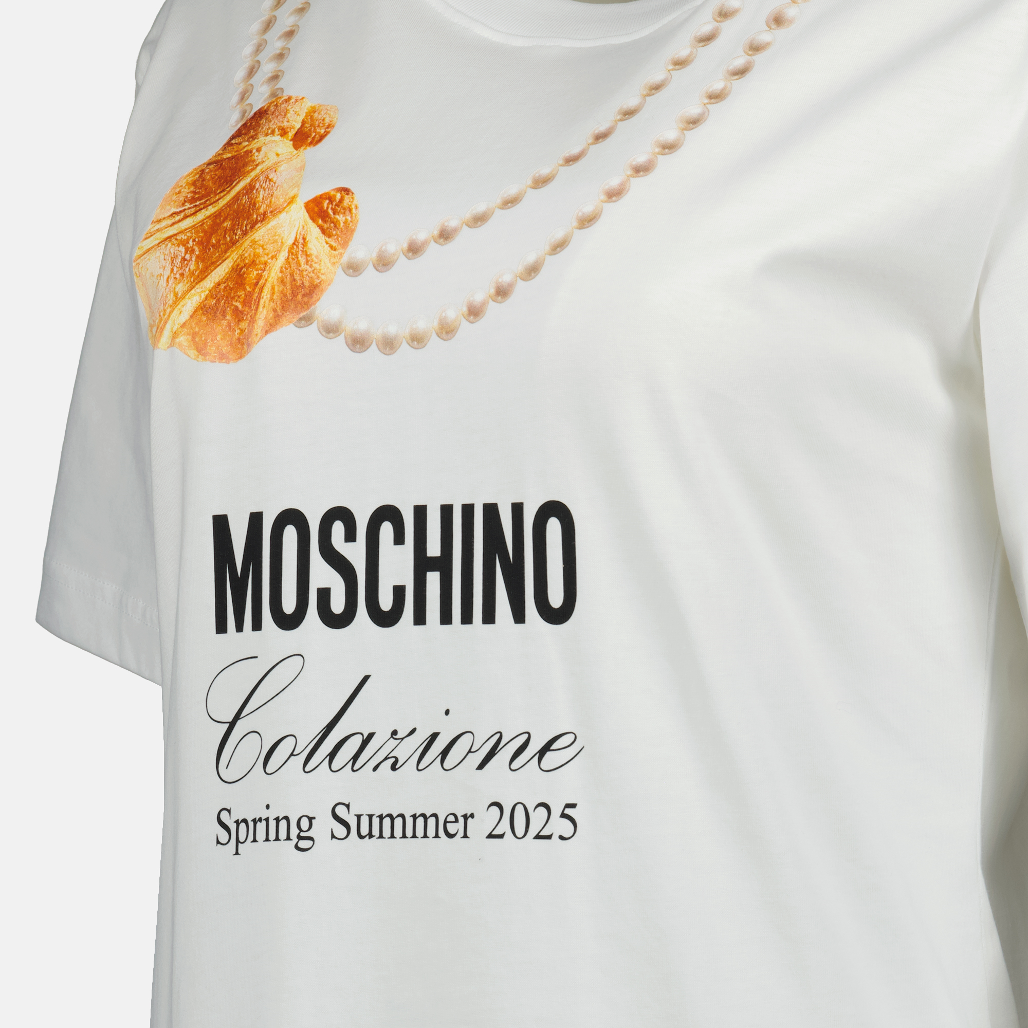 Moschino T-shirt, Cotton T-shirt, Logo print T-shirt, Colazione collection, Spring-Summer fashion