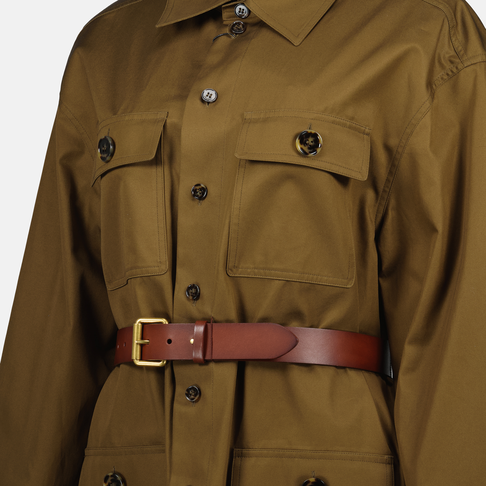 shirt dress, Saint Laurent dress, brown kaki dress, cotton dress, elegant dress