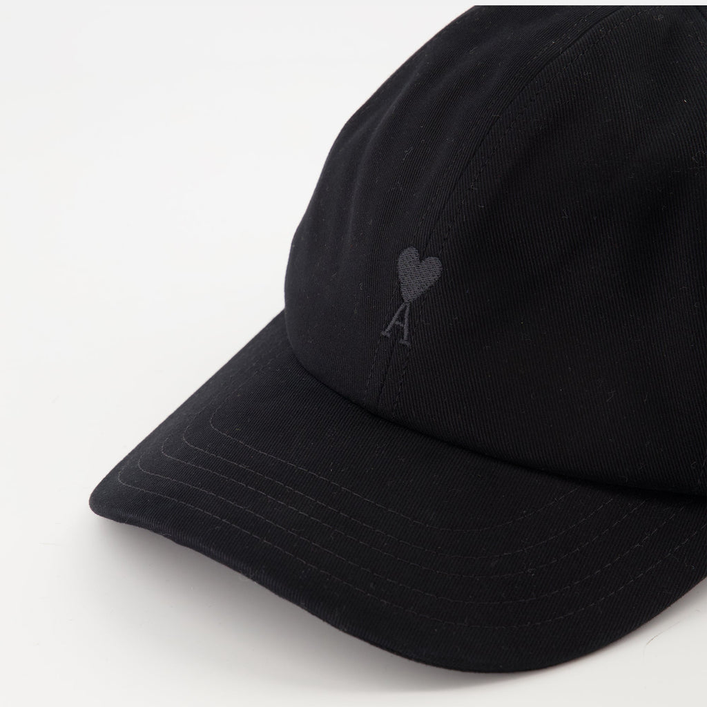 Ami Paris cap, black cap, unisex accessory, cotton cap, adjustable cap