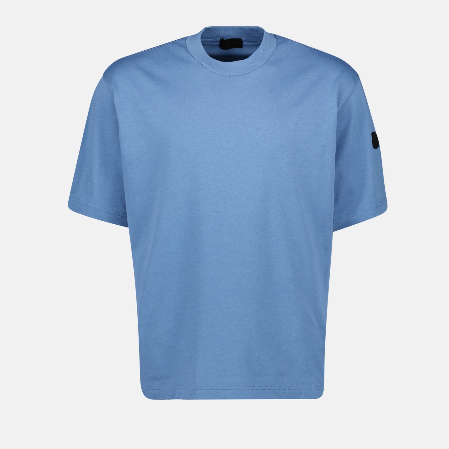 Moncler T-shirt, blue cotton T-shirt, classic logo tee, Autumn-Winter 2024, men's T-shirt