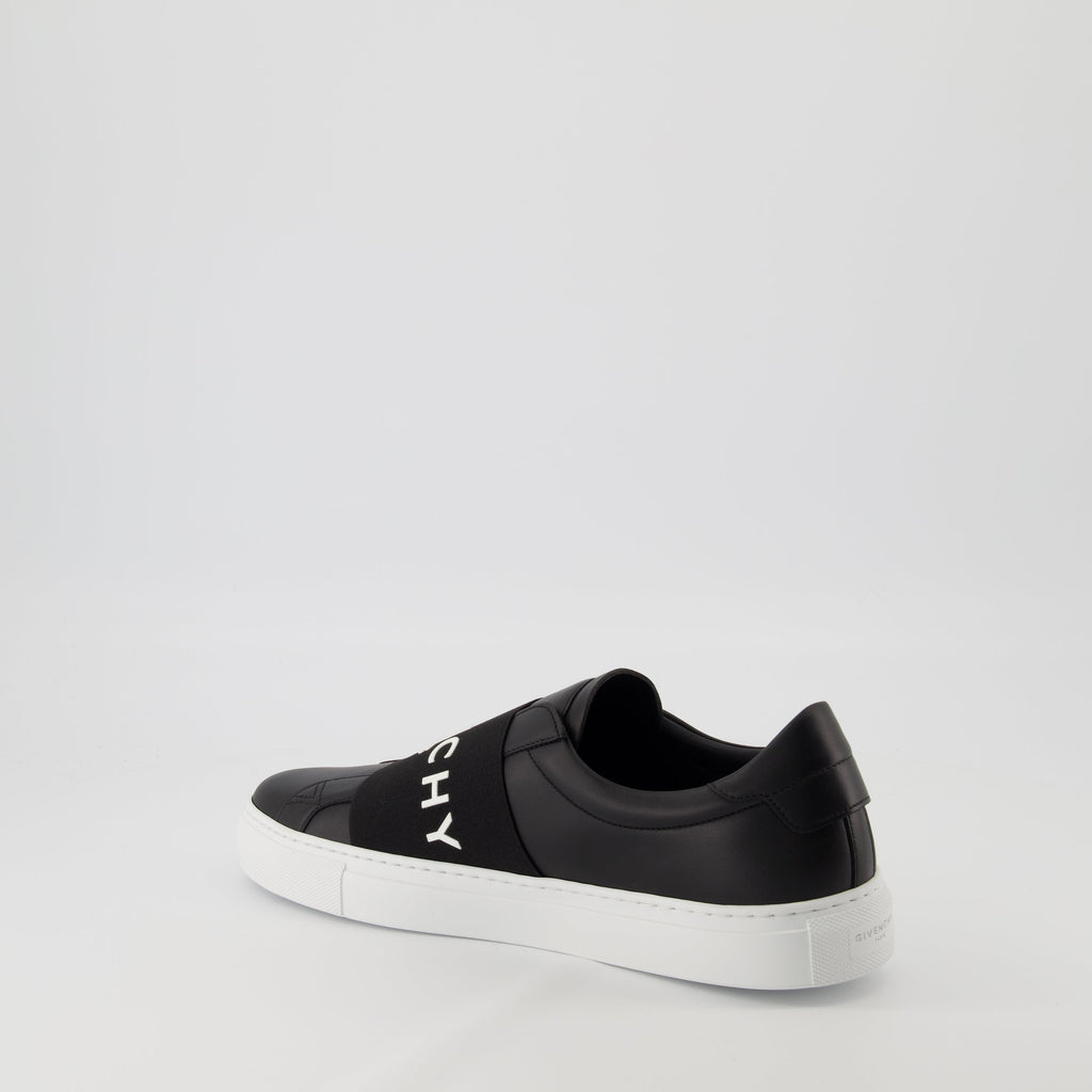 Givenchy sneakers, black leather sneakers, urban slip-on shoes, comfortable footwear, designer sneakers