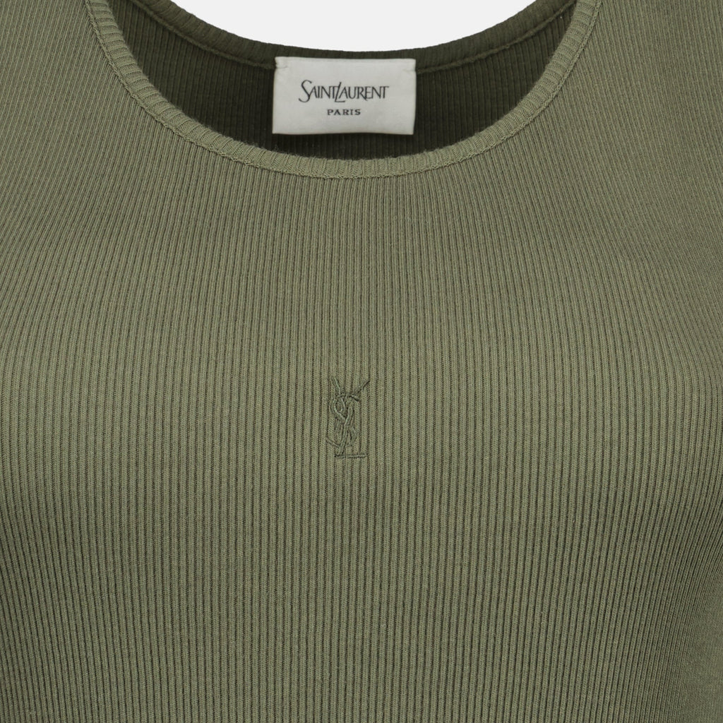 Bilde av Débardeur Cassandre Kaki fra Saint Laurent for kvinner - Sesong Vår-Sommer 2026 - Detaljvisning 2