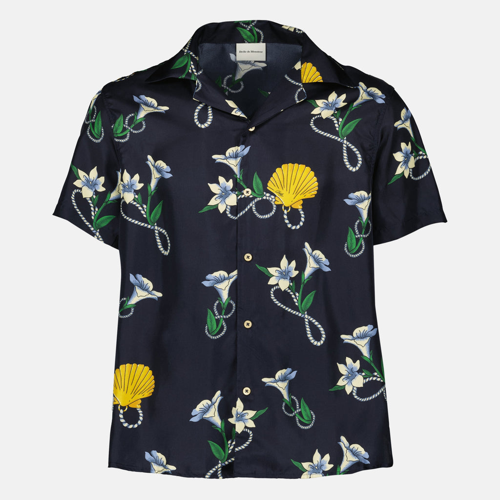Camisa de Seda Shell Azul Marino - Drôle de Monsieur