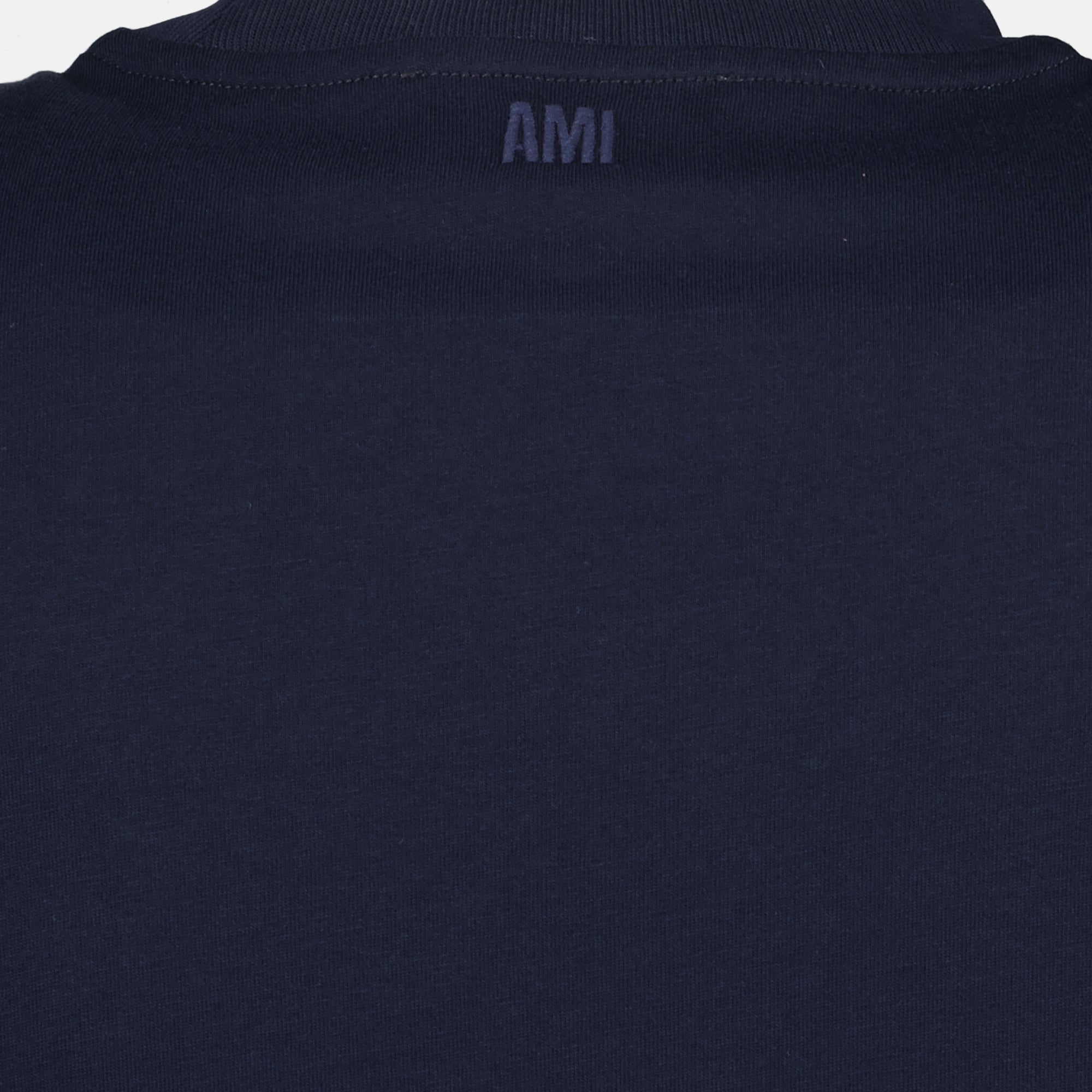 AMI Paris T-shirt, organic cotton t-shirt, navy blue t-shirt, unisex apparel, Spring Summer 2025 collection