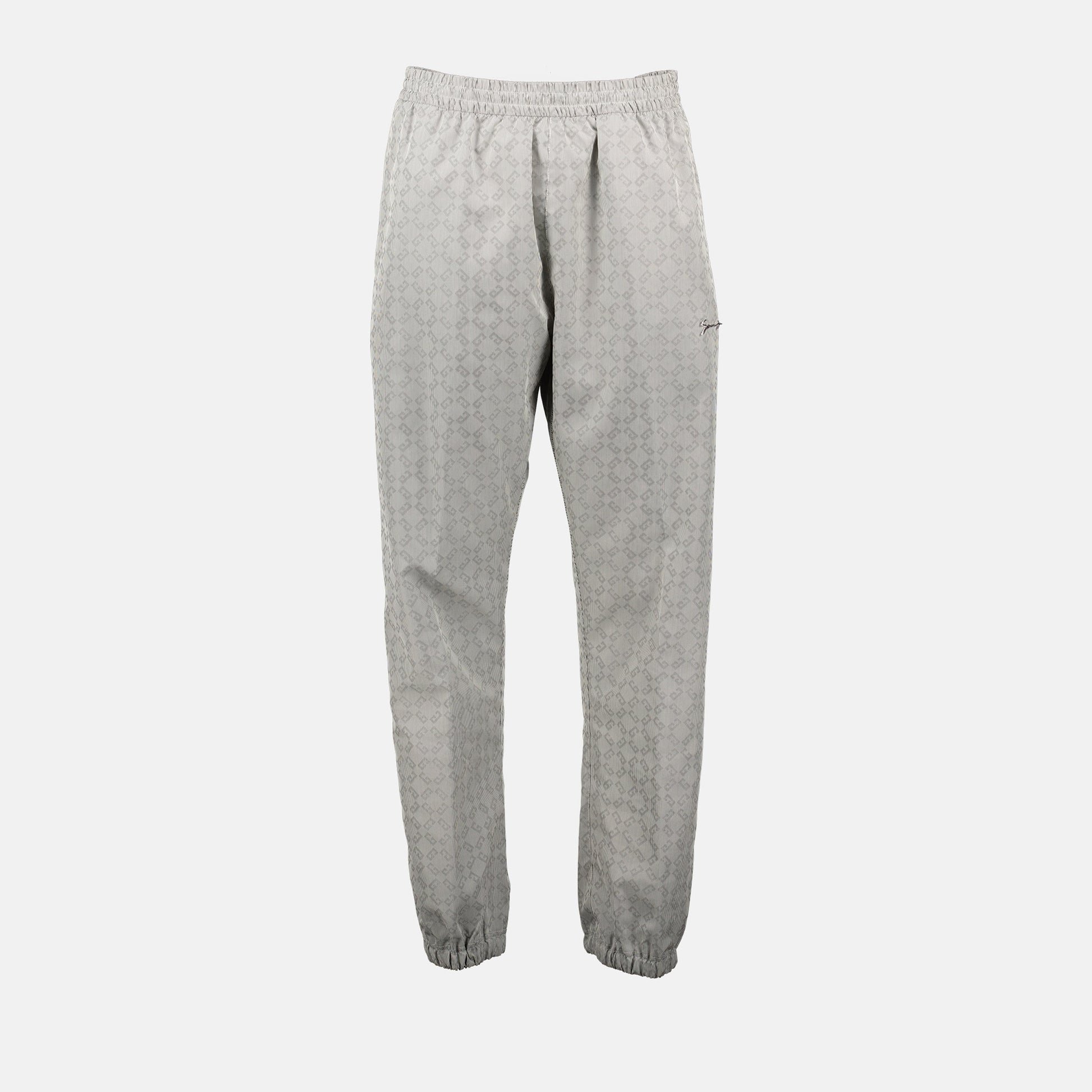 jacquard jogging pants, 4G print, metallic logo, polyamide cotton blend, straight leg pants