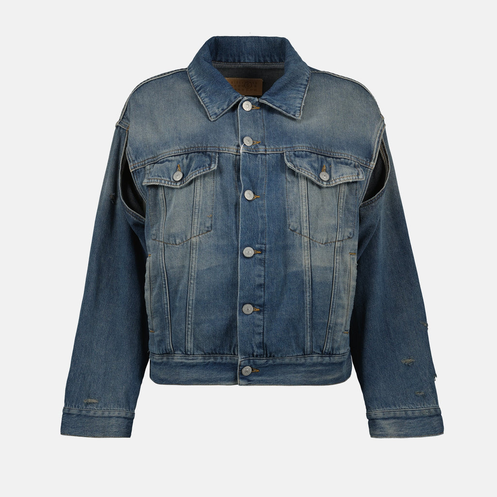 Image de veste en denim classique par Mm6 pour femmes - Saison Printemps-ÉtÉ 2025 - Vue de face