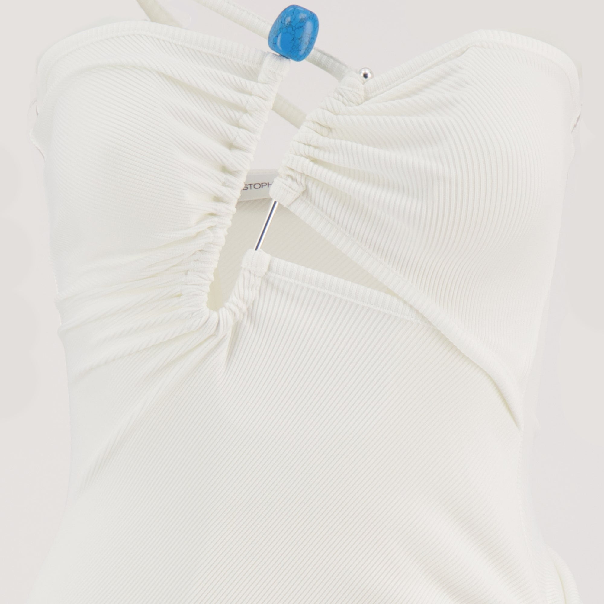 Christopher Esber dress, long white dress, sculpted bodice dress, elegant evening wear, Autumn-Winter collection