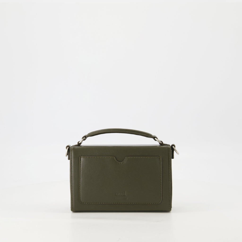 Brown leather bag, AMI Paris lunch bag, unisex leather accessory, stylish lunch bag, Spring-Summer collection