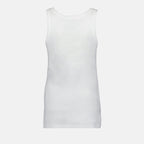 white tank top, triangle logo, cotton jersey, Prada collection, sleeveless design