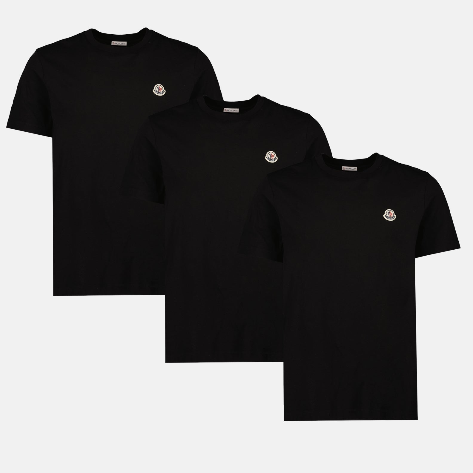 Moncler T-shirts, black logo T-shirt, cotton T-shirts, casual wear, round neck T-shirts