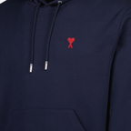 Image of Navy Blue Hooded Sweatshirt by Ami PARIS for Unisex - Season Spring-Summer 2025 - Detail View 5