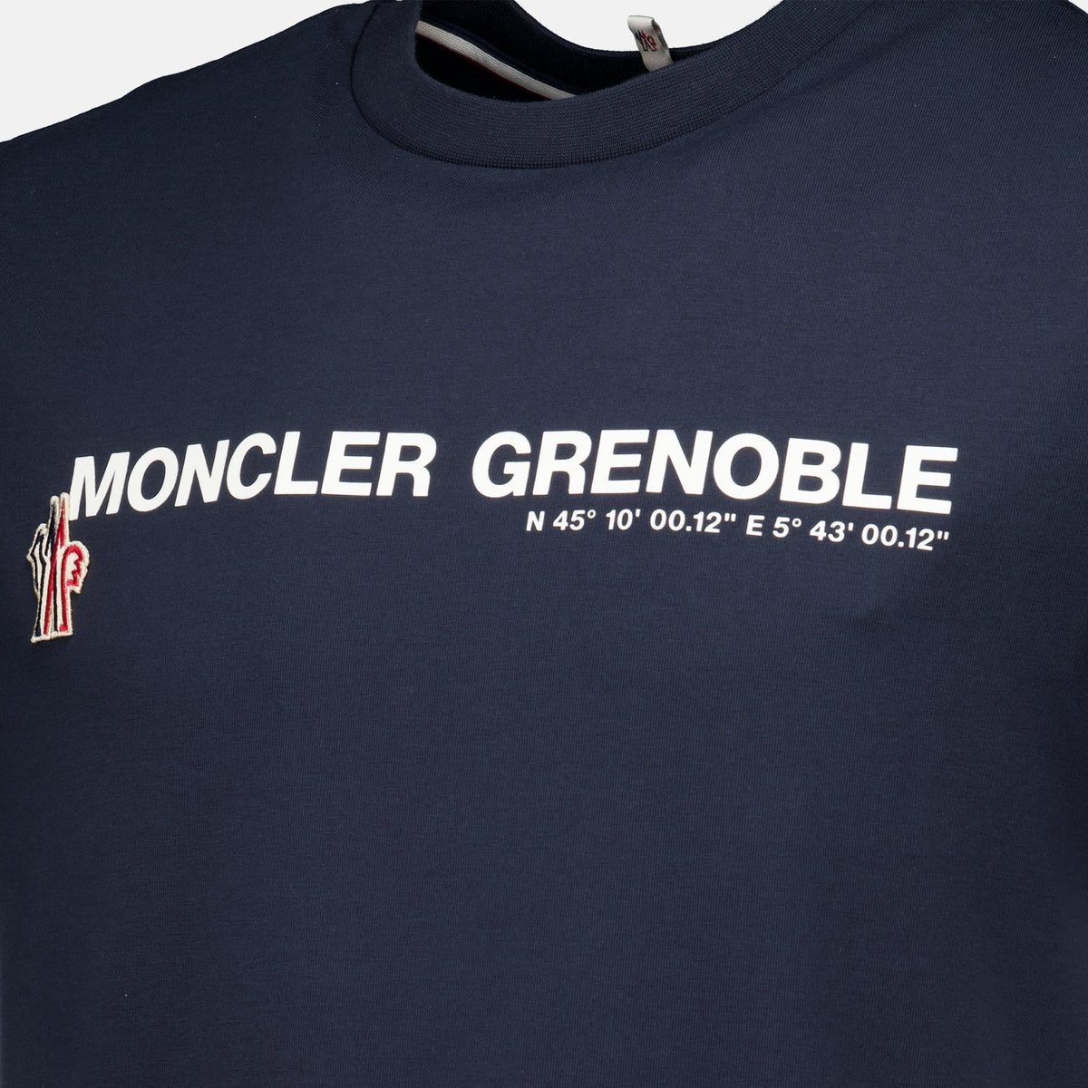ネイビーブルー プリント コットンTシャツ